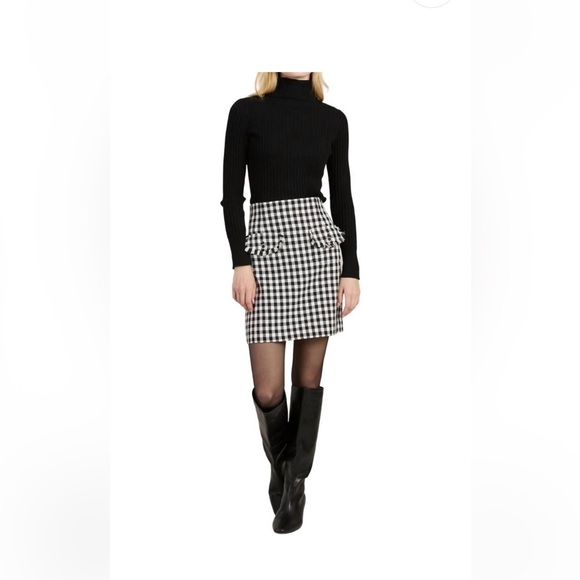 Tyler Boe Black and White Checkered Pencil Skirt - Picture 1 of 6